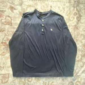 Men's Navy Long Sleeve Henley Shirt